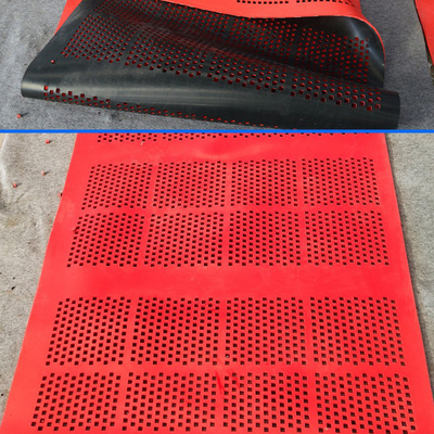 Painel de Borracha Autolimpante de 1,25m para Peneiras Vibratórias Vermelho Macio Preto Duro